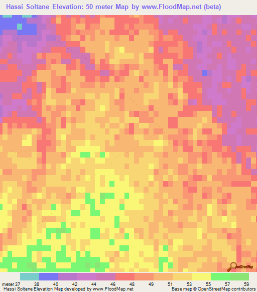 Hassi Soltane,Tunisia Elevation Map