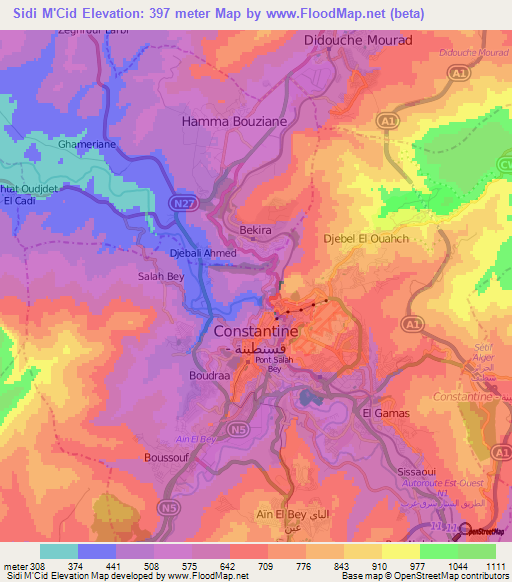 Sidi M'Cid,Algeria Elevation Map