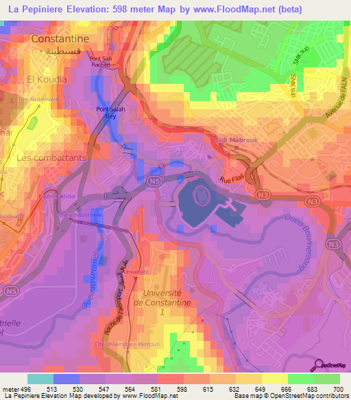 La Pepiniere,Algeria Elevation Map