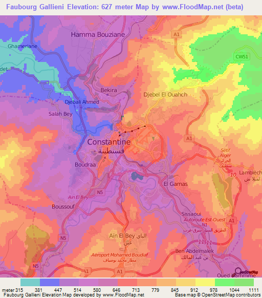 Faubourg Gallieni,Algeria Elevation Map