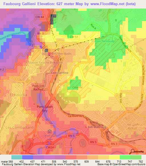 Faubourg Gallieni,Algeria Elevation Map