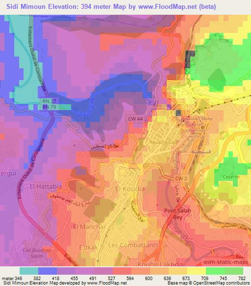 Sidi Mimoun,Algeria Elevation Map