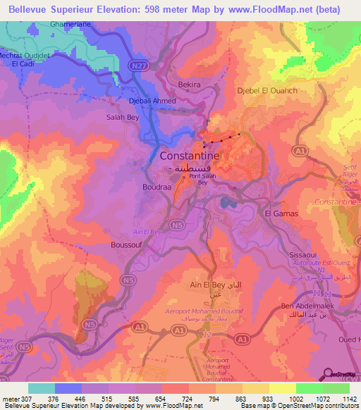 Bellevue Superieur,Algeria Elevation Map