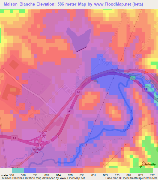 Maison Blanche,Algeria Elevation Map