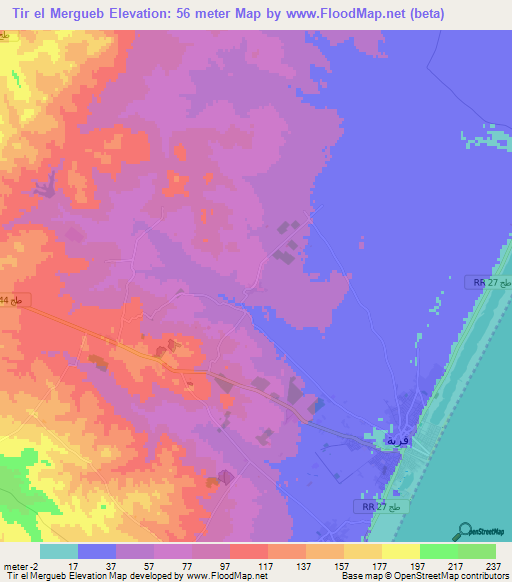 Tir el Mergueb,Tunisia Elevation Map
