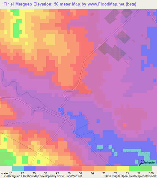 Tir el Mergueb,Tunisia Elevation Map