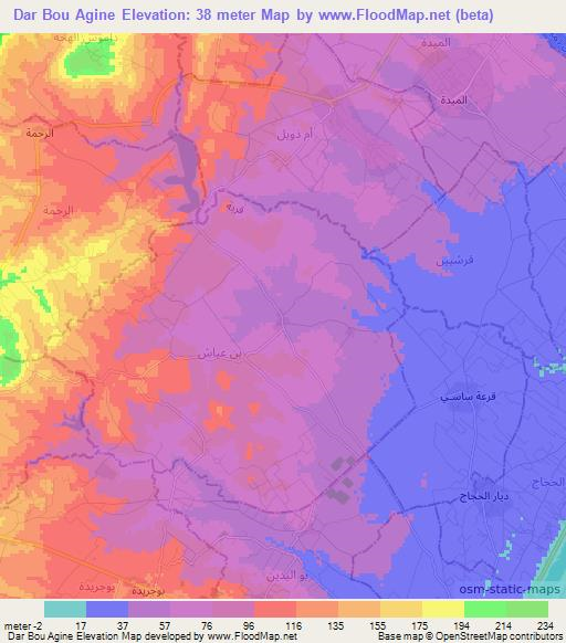 Dar Bou Agine,Tunisia Elevation Map