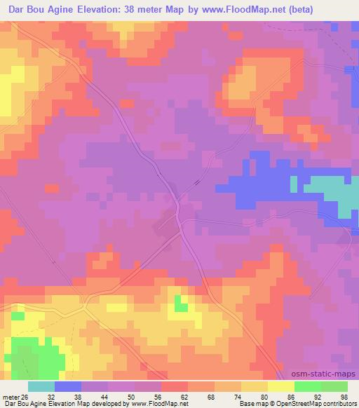 Dar Bou Agine,Tunisia Elevation Map