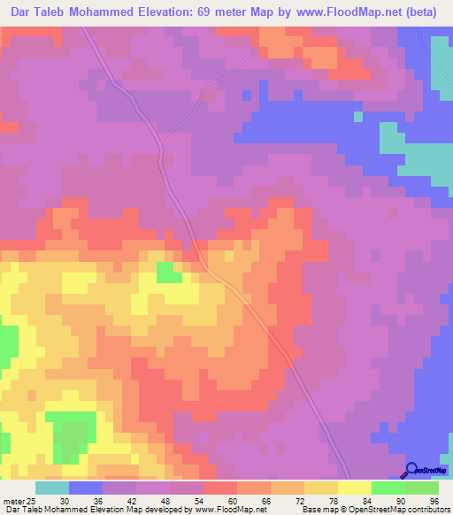 Dar Taleb Mohammed,Tunisia Elevation Map