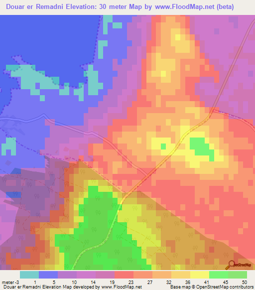 Douar er Remadni,Tunisia Elevation Map