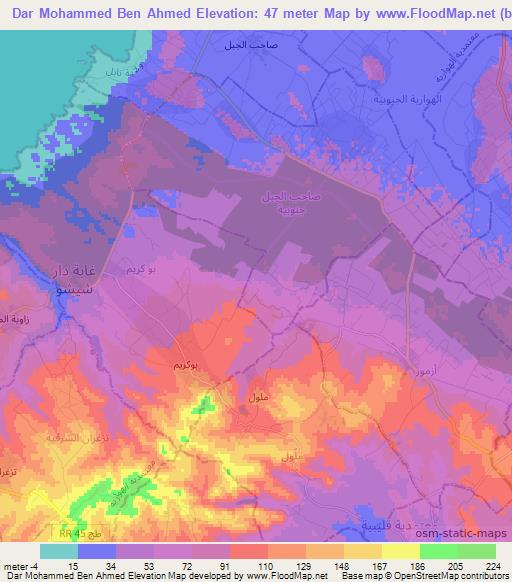 Dar Mohammed Ben Ahmed,Tunisia Elevation Map