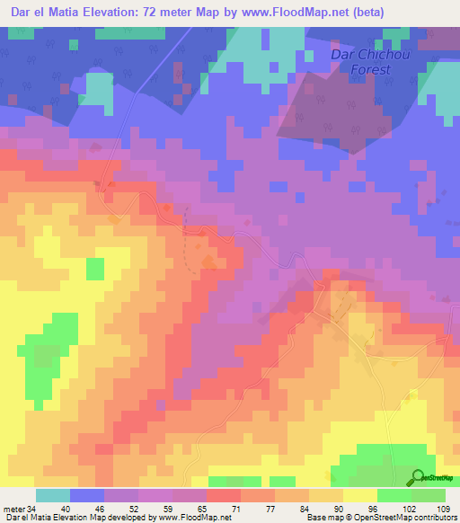 Dar el Matia,Tunisia Elevation Map