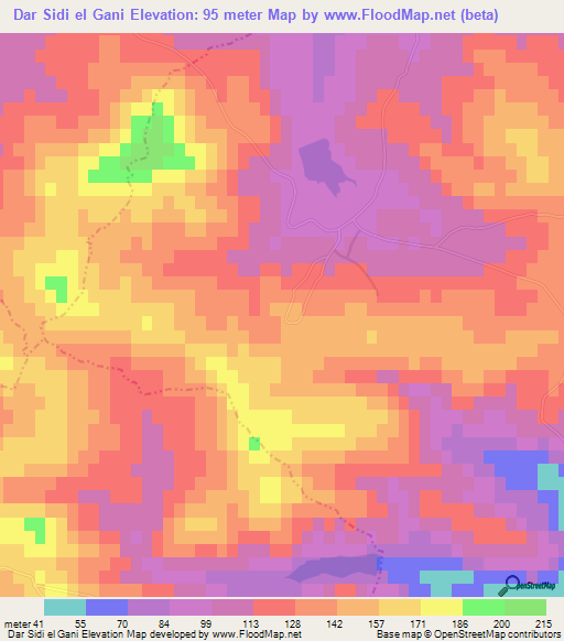 Dar Sidi el Gani,Tunisia Elevation Map