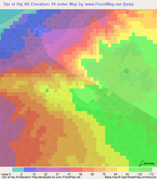 Dar el Haj Ali,Tunisia Elevation Map