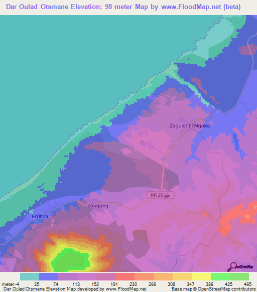 Dar Oulad Otsmane,Tunisia Elevation Map
