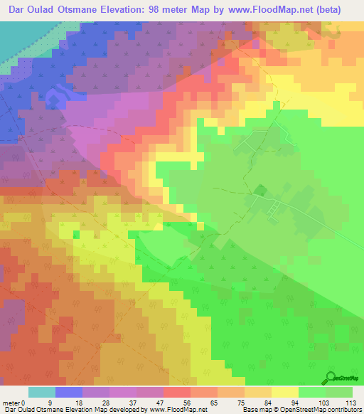 Dar Oulad Otsmane,Tunisia Elevation Map