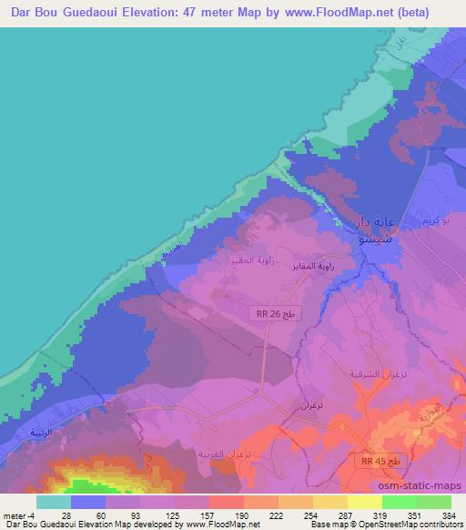 Dar Bou Guedaoui,Tunisia Elevation Map