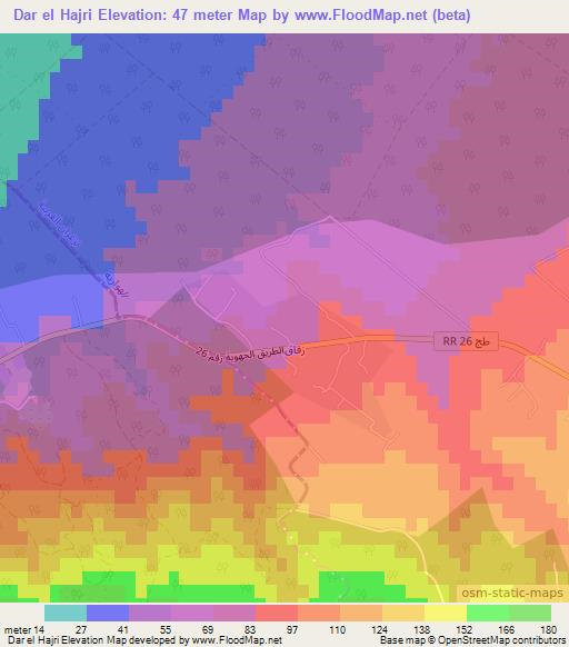 Dar el Hajri,Tunisia Elevation Map