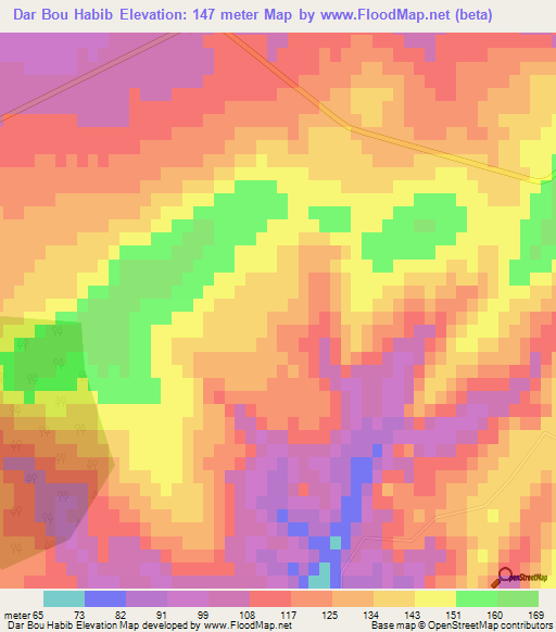 Dar Bou Habib,Tunisia Elevation Map
