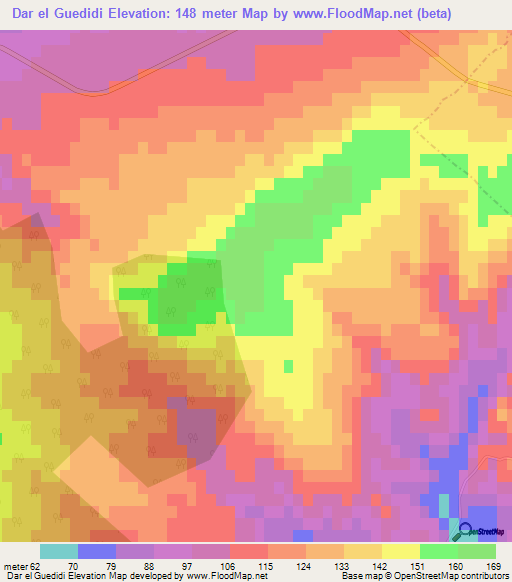 Dar el Guedidi,Tunisia Elevation Map