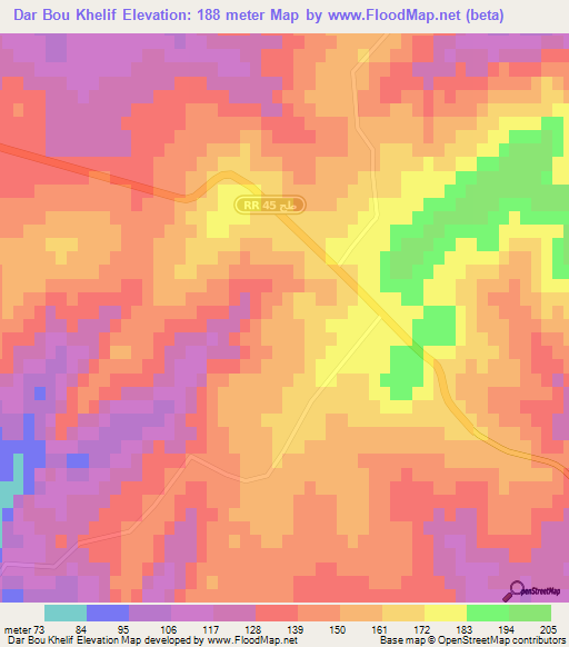 Dar Bou Khelif,Tunisia Elevation Map