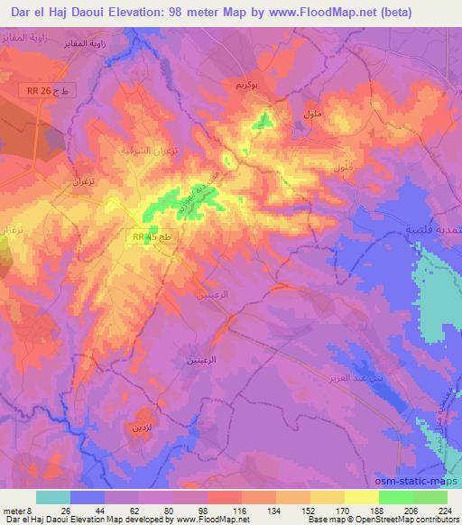 Dar el Haj Daoui,Tunisia Elevation Map