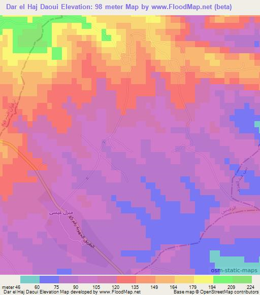 Dar el Haj Daoui,Tunisia Elevation Map