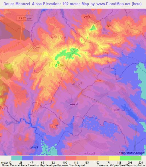 Douar Mennzel Aissa,Tunisia Elevation Map
