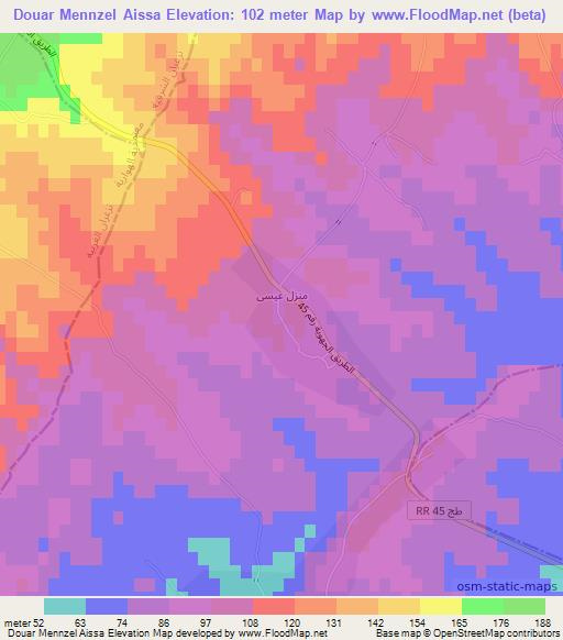 Douar Mennzel Aissa,Tunisia Elevation Map