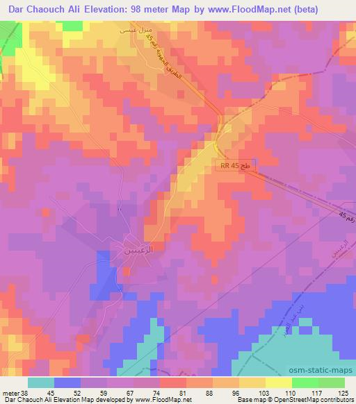 Dar Chaouch Ali,Tunisia Elevation Map