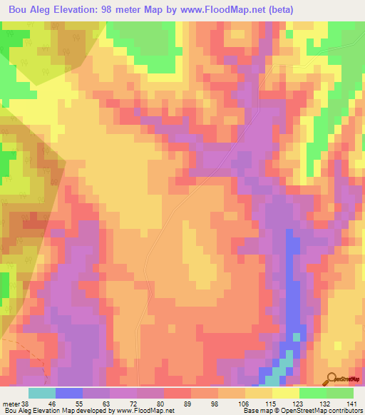 Bou Aleg,Tunisia Elevation Map