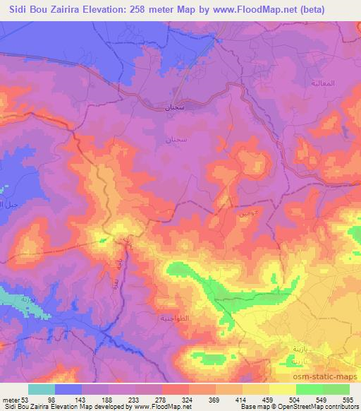 Sidi Bou Zairira,Tunisia Elevation Map