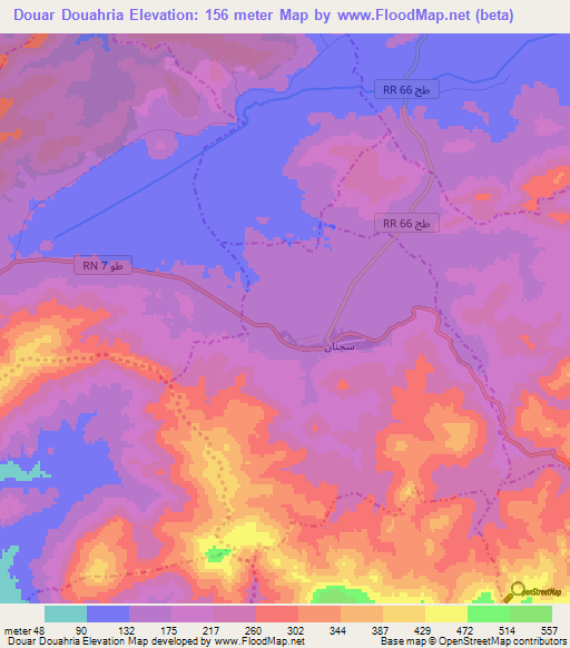 Douar Douahria,Tunisia Elevation Map