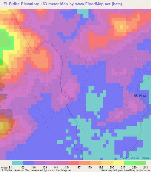 El Bidha,Tunisia Elevation Map