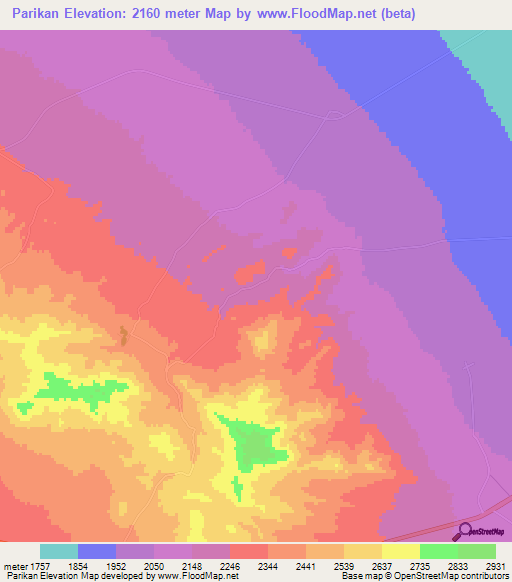 Parikan,Iran Elevation Map