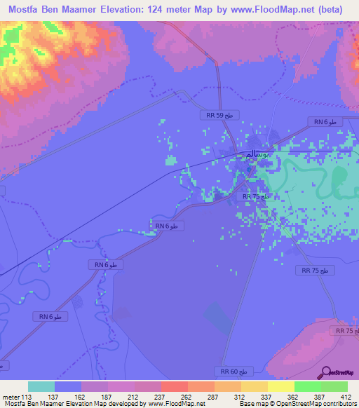 Mostfa Ben Maamer,Tunisia Elevation Map