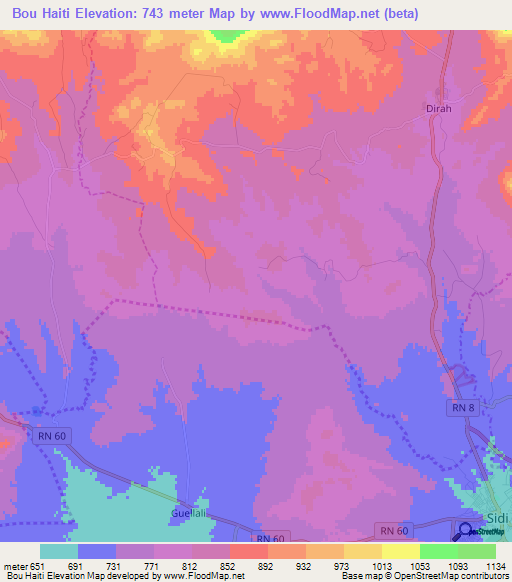 Bou Haiti,Algeria Elevation Map