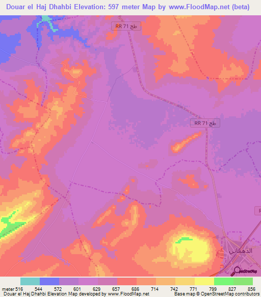 Douar el Haj Dhahbi,Tunisia Elevation Map
