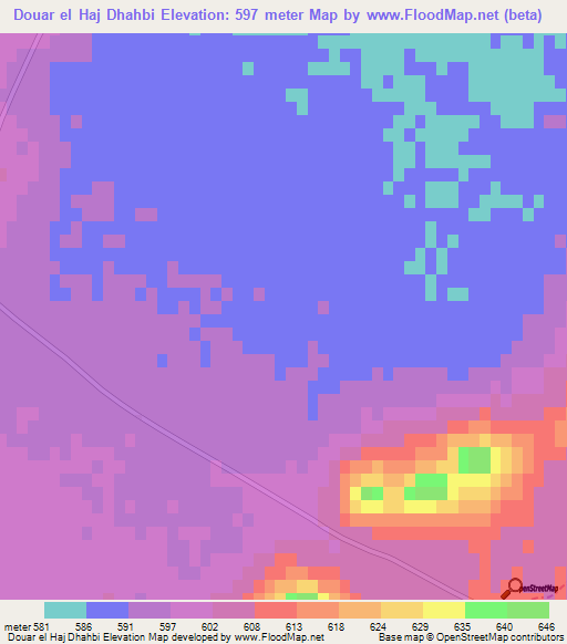 Douar el Haj Dhahbi,Tunisia Elevation Map