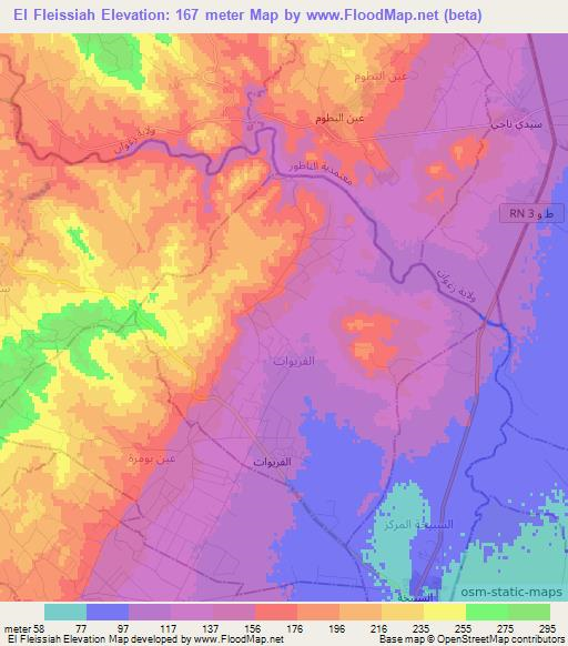 El Fleissiah,Tunisia Elevation Map
