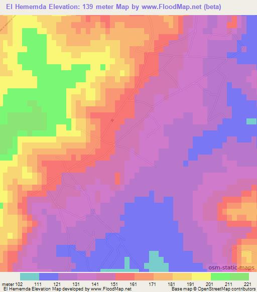 El Hememda,Tunisia Elevation Map