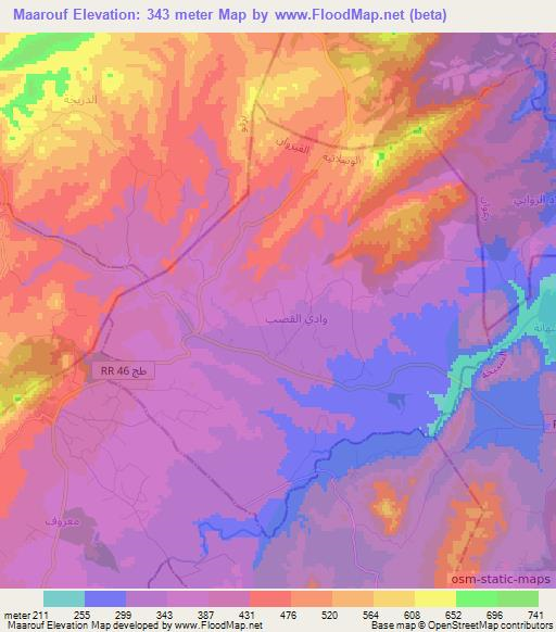 Maarouf,Tunisia Elevation Map