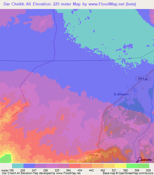 Dar Cheikh Ali,Tunisia Elevation Map