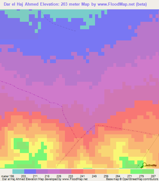 Dar el Haj Ahmed,Tunisia Elevation Map