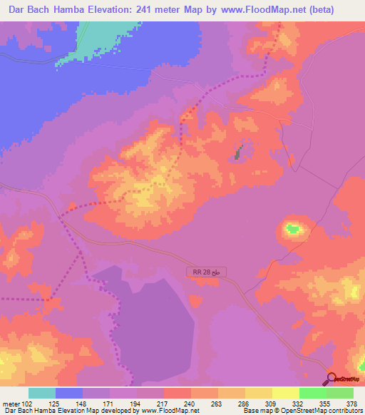 Dar Bach Hamba,Tunisia Elevation Map