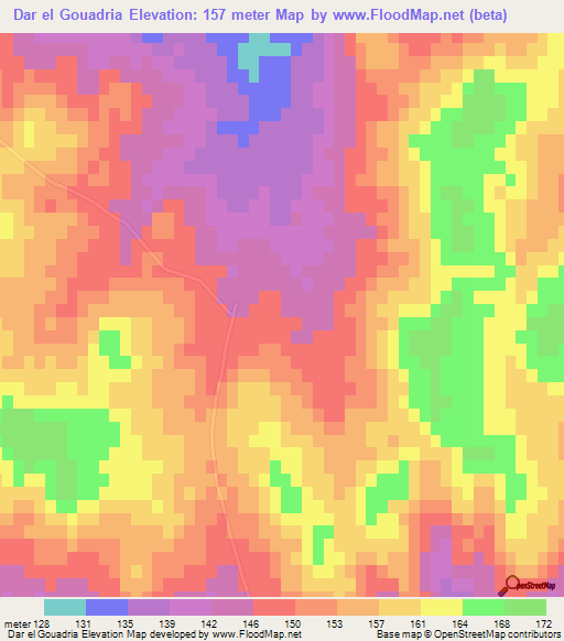 Dar el Gouadria,Tunisia Elevation Map
