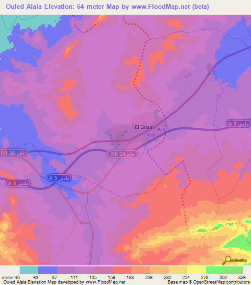 Ouled Alaia,Tunisia Elevation Map