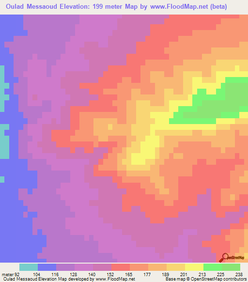 Oulad Messaoud,Tunisia Elevation Map