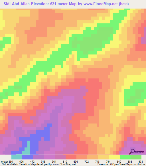 Sidi Abd Allah,Tunisia Elevation Map