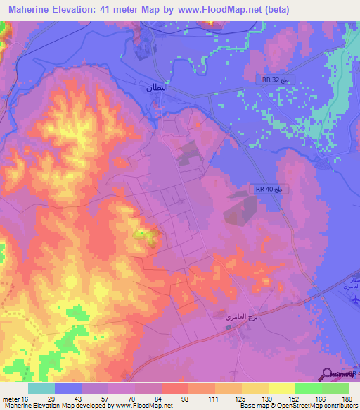 Maherine,Tunisia Elevation Map